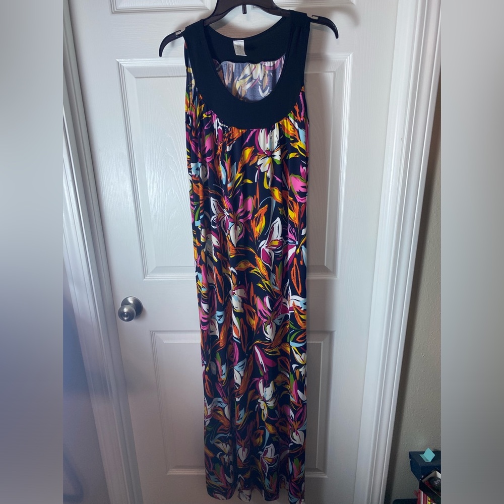 Sundress Maxi Round neck New Multicolored Floral Size Large